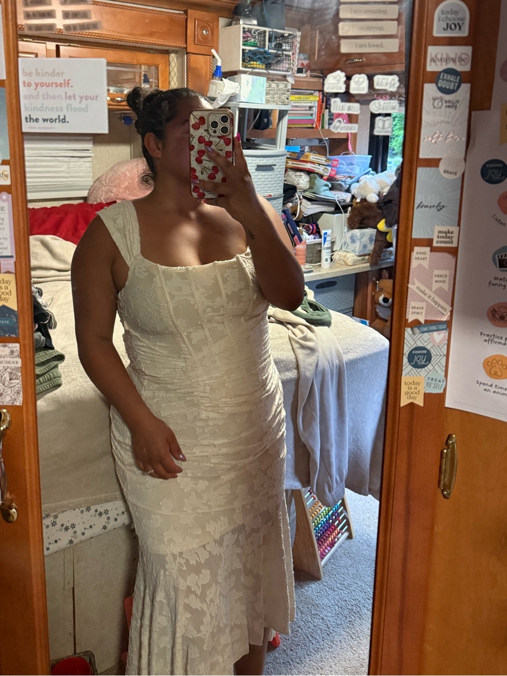 Floor Length Off White Lace Dress